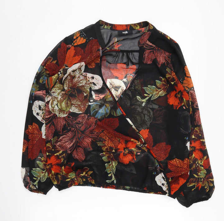 Wallis Women's Floral Multicoloured Wrap Blouse S