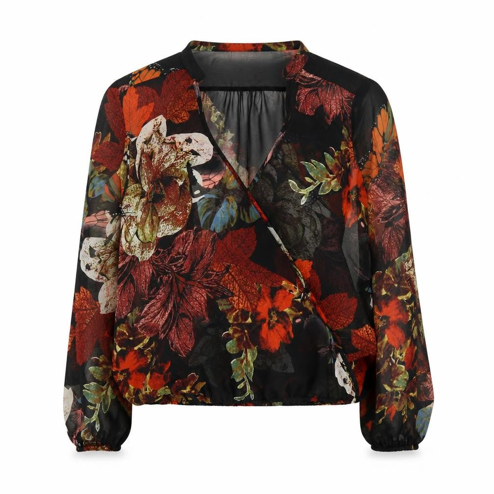Front view of Wallis Women's Floral Multicoloured Wrap Blouse S