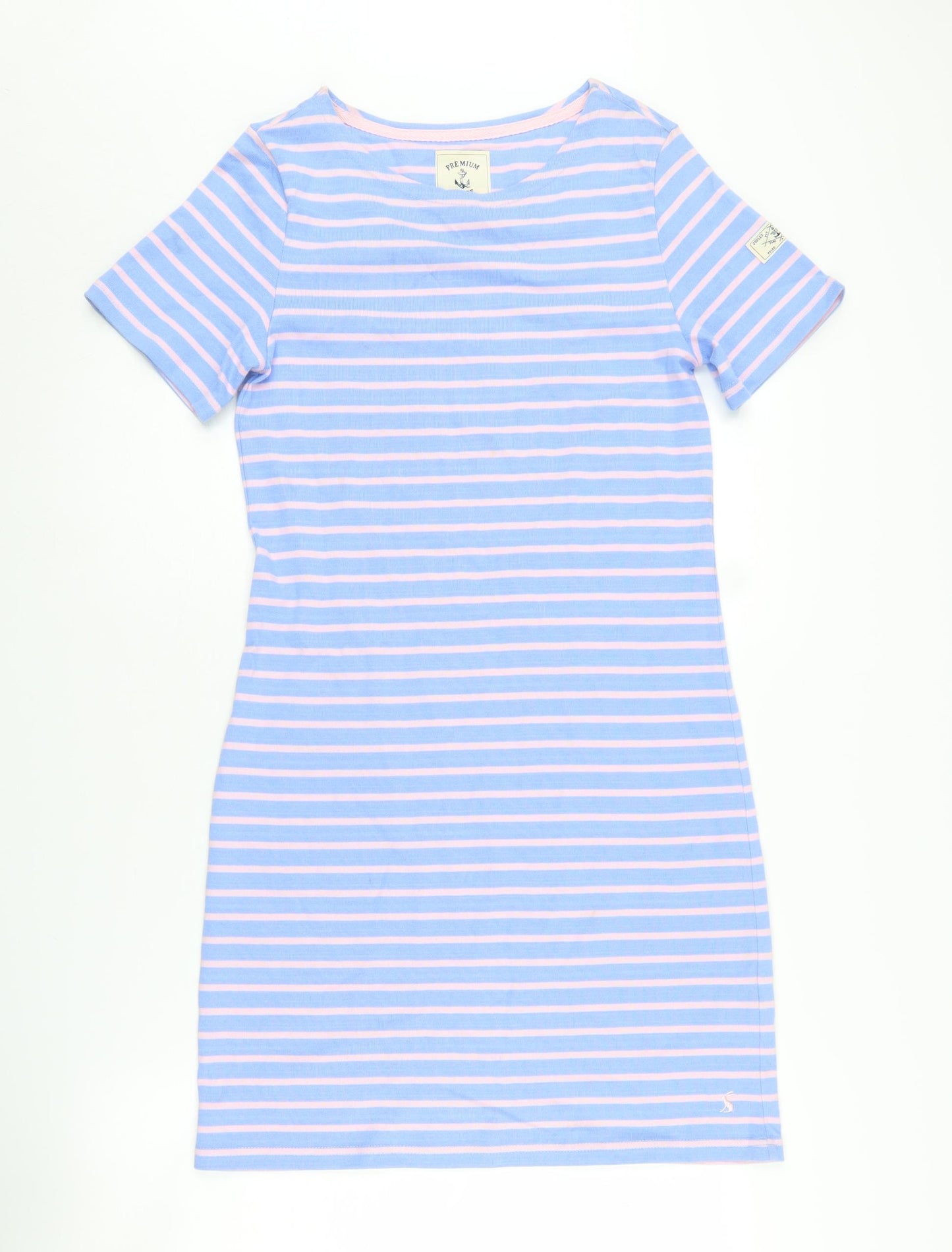 Joules Women's T-Shirt Dress 8 Multicoloured Striped Cotton
