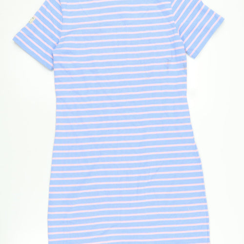 Joules Women's T-Shirt Dress 8 Multicoloured Striped Cotton