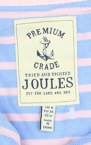 Joules Women's T-Shirt Dress 8 Multicoloured Striped Cotton