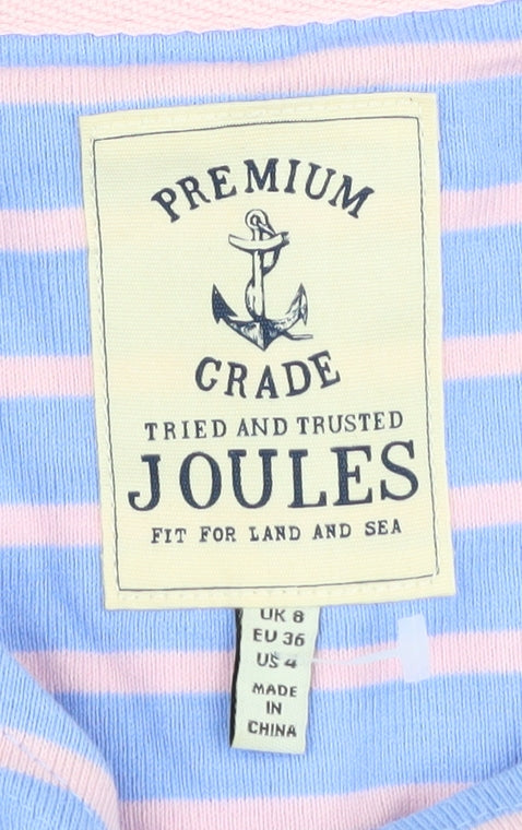 Joules Women's T-Shirt Dress 8 Multicoloured Striped Cotton