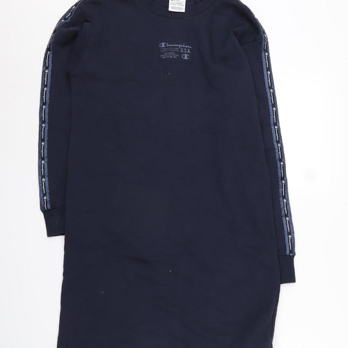 Champion Girls Blue Dress XL Long Sleeve Logo Accent