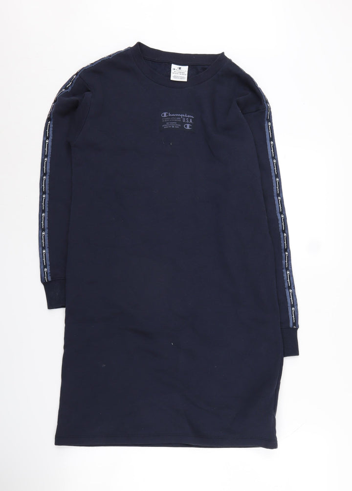 Champion Girls Blue Dress XL Long Sleeve Logo Accent
