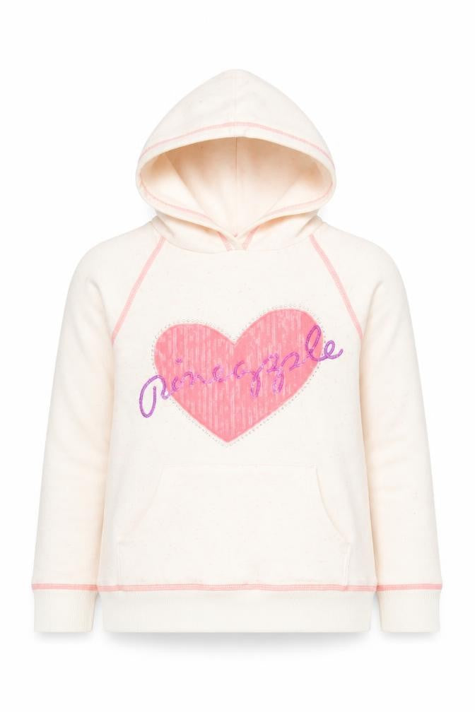 Front view of Pineapple girls’ white sequin hoodie age 11-12 years