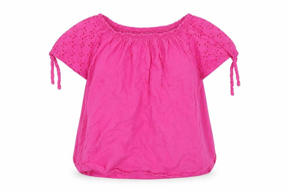 Front view of Cerulea Women’s Pink Off the Shoulder Blouse, size UK 6