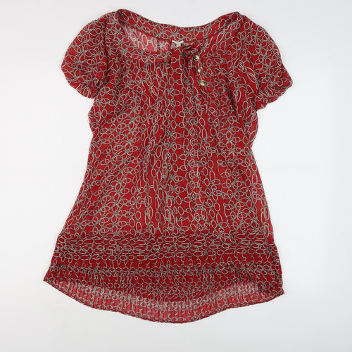 With Love Nancy Women's Red Geometric Blouse Size 12