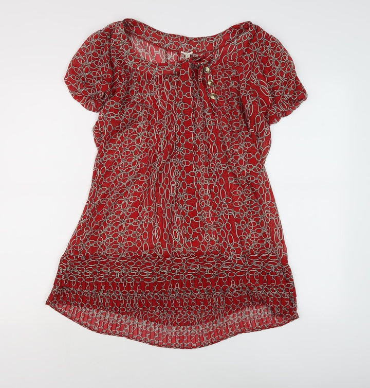 With Love Nancy Women's Red Geometric Blouse Size 12