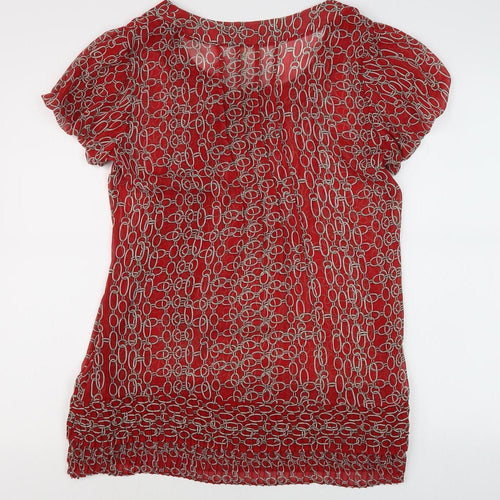 With Love Nancy Women's Red Geometric Blouse Size 12