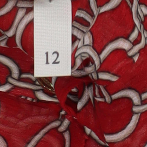 With Love Nancy Women's Red Geometric Blouse Size 12