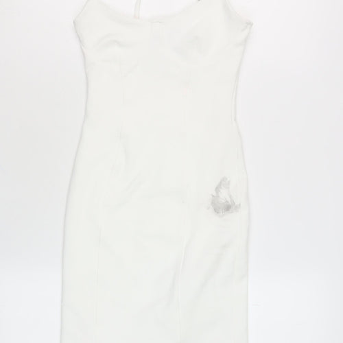 Bershka Women's White Bodycon Mini Dress XS