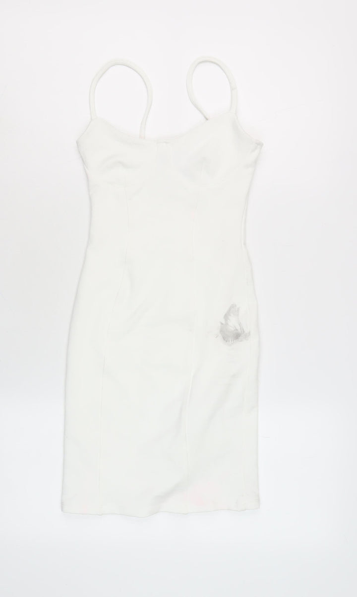 Bershka Women's White Bodycon Mini Dress XS