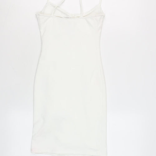 Bershka Women's White Bodycon Mini Dress XS