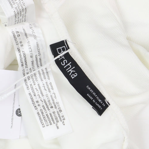 Bershka Women's White Bodycon Mini Dress XS