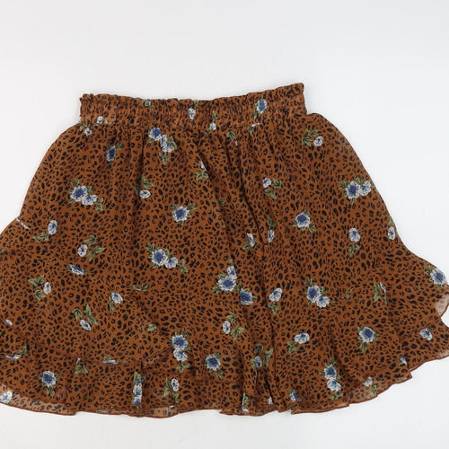 By Clara Paris Brown Flare Skirt Women's M - Animal Floral