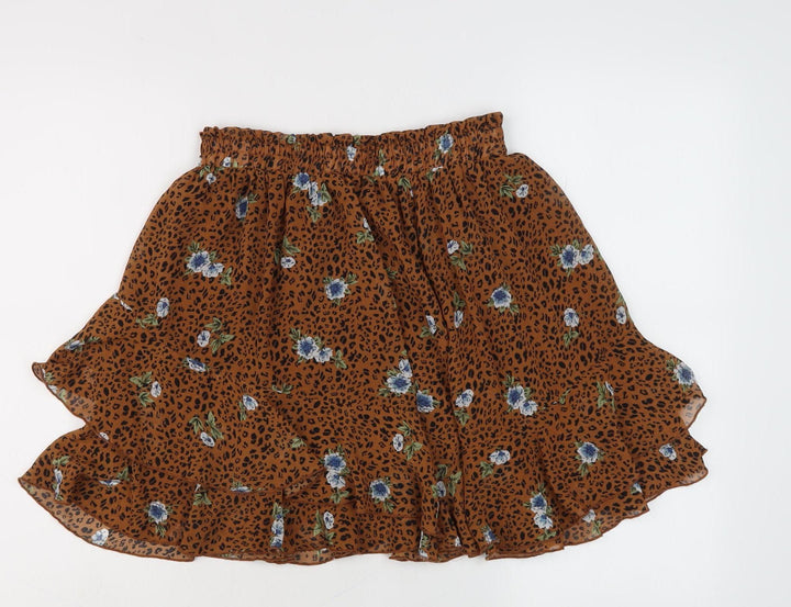 By Clara Paris Brown Flare Skirt Women's M - Animal Floral