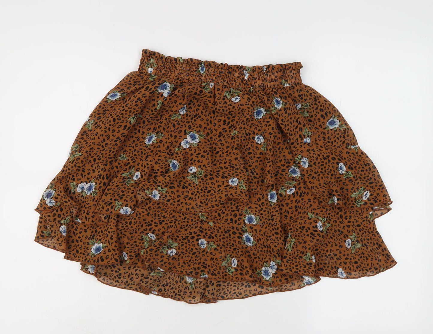 By Clara Paris Brown Flare Skirt Women's M - Animal Floral