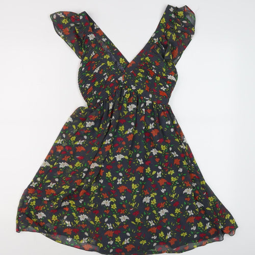 Lipsy Women's Multicoloured A-Line V-Neck Dress Size 8