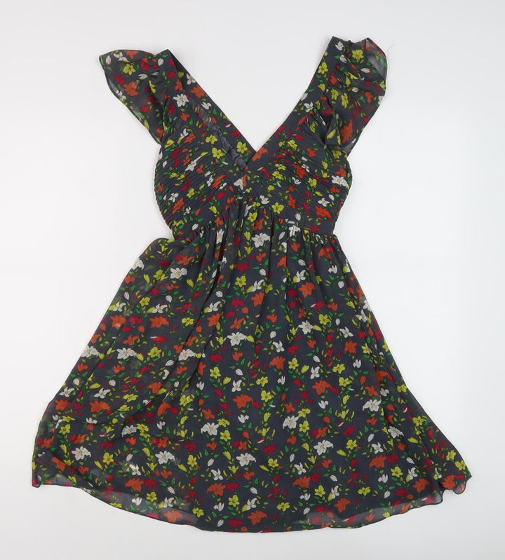 Lipsy Women's Multicoloured A-Line V-Neck Dress Size 8