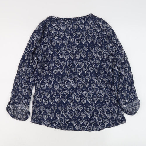 Mantaray Women's Blue Floral Tunic Blouse, Size 8