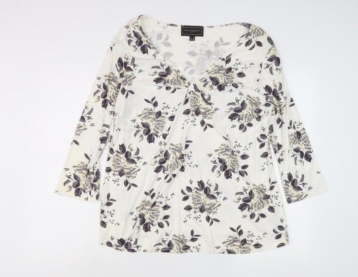 Ann Harvey Women's Floral Top 3/4 Sleeve Size 16