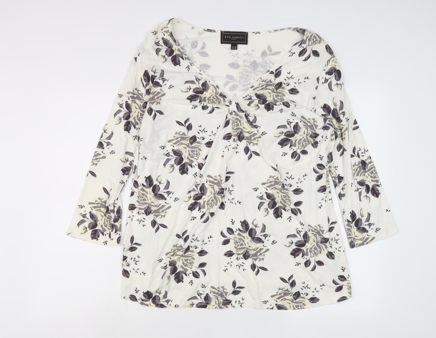 Ann Harvey Women's Floral Top 3/4 Sleeve Size 16