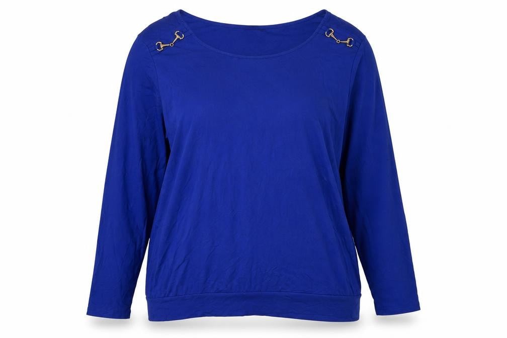 Front view of Wallis Women Blue Boat Neck Long Sleeve Top L