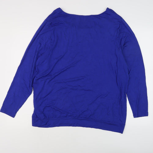 Wallis Women Blue Boat Neck Long Sleeve Top L