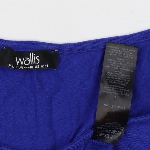 Wallis Women Blue Boat Neck Long Sleeve Top L