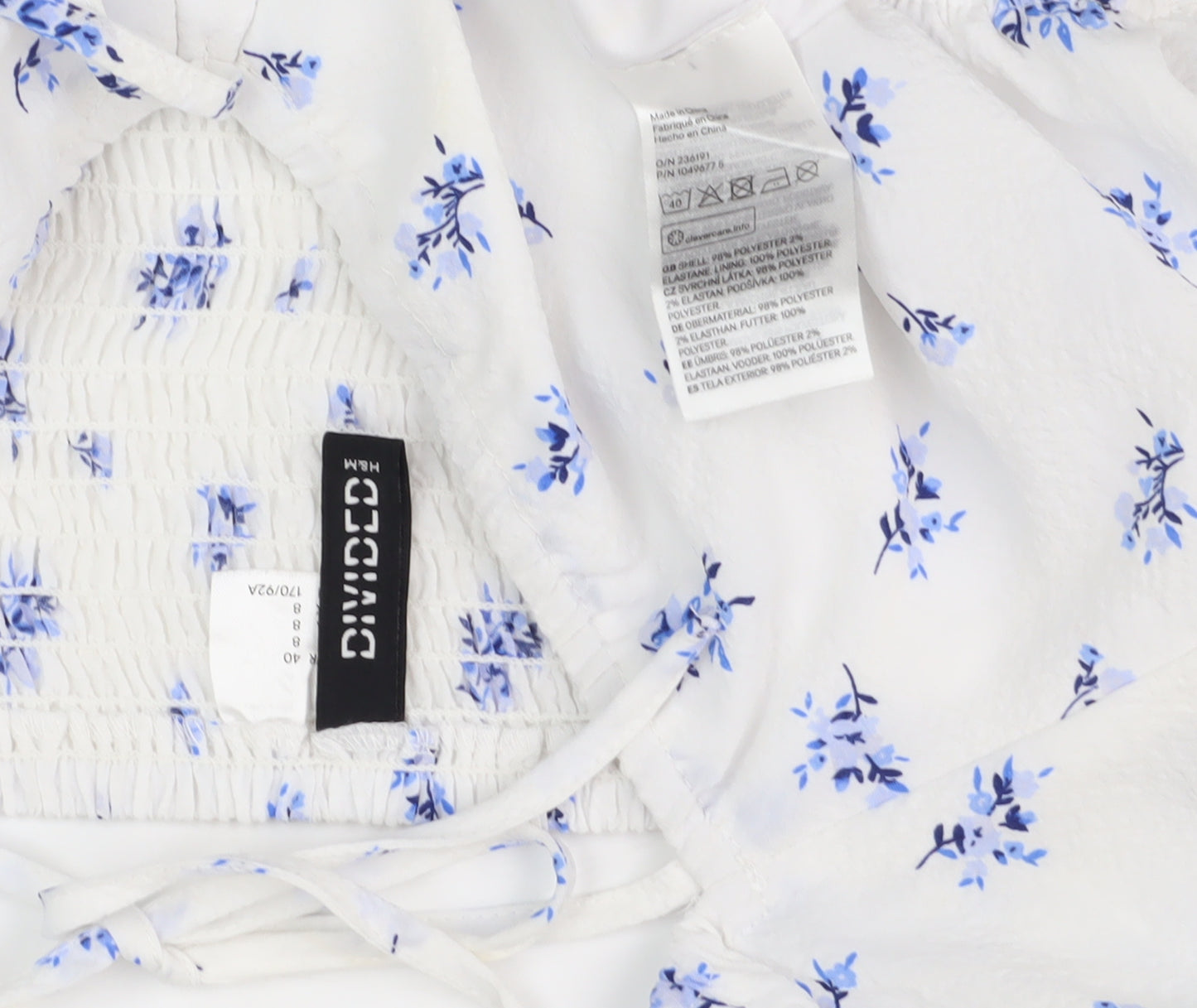 H&M Divided Women's White Floral A-Line Dress, Size 12