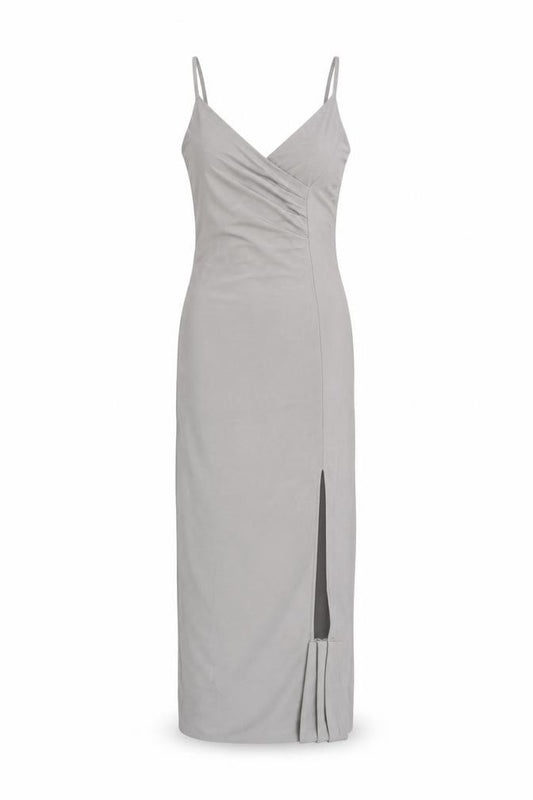 Front view of AX Paris Women's Grey Bodycon Midi Dress, size 12