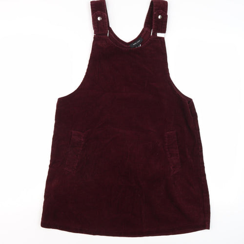 New Look Women's Red Corduroy Pinafore Dress Size 10
