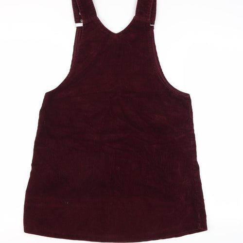 New Look Women's Red Corduroy Pinafore Dress Size 10