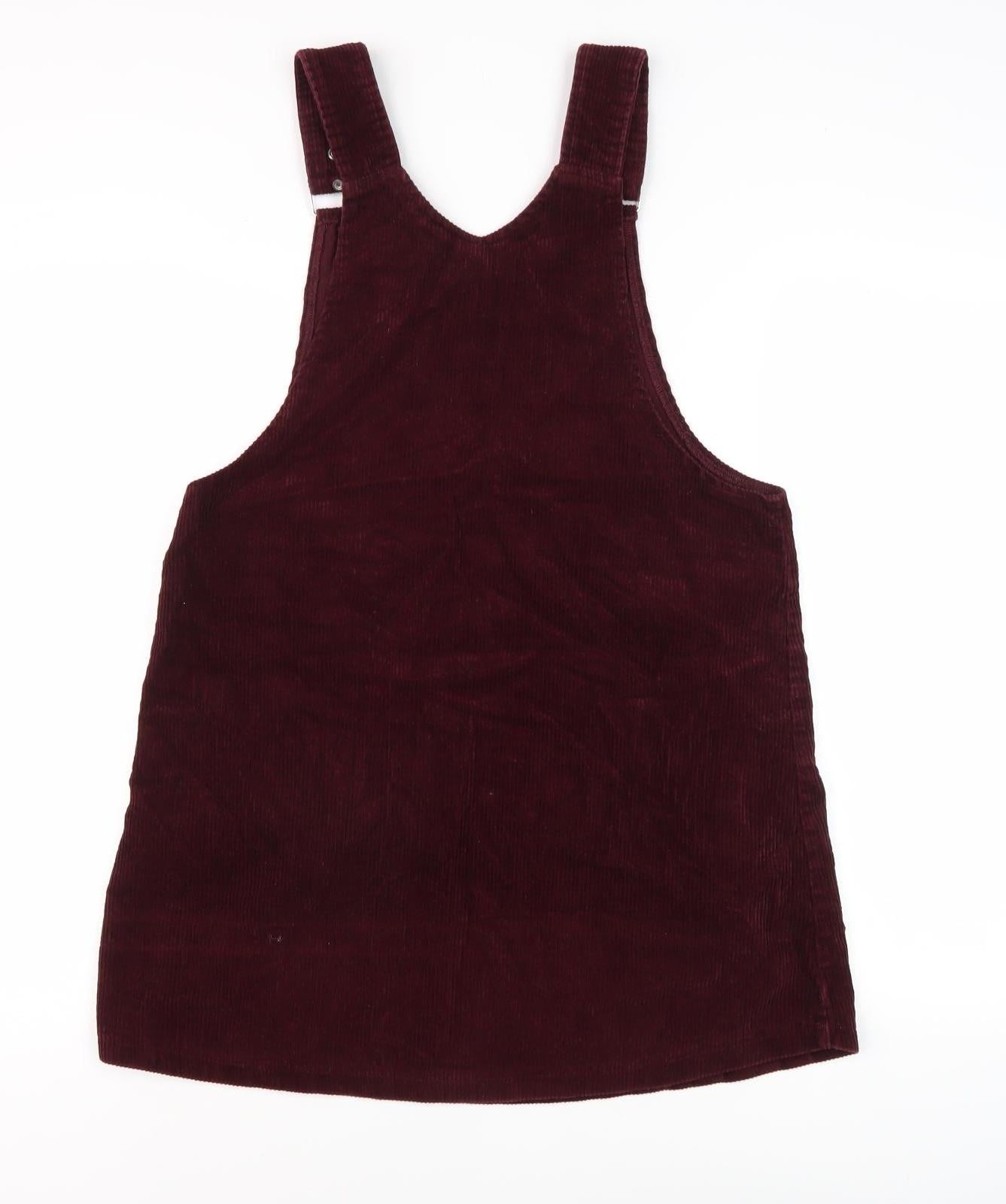 New Look Women's Red Corduroy Pinafore Dress Size 10