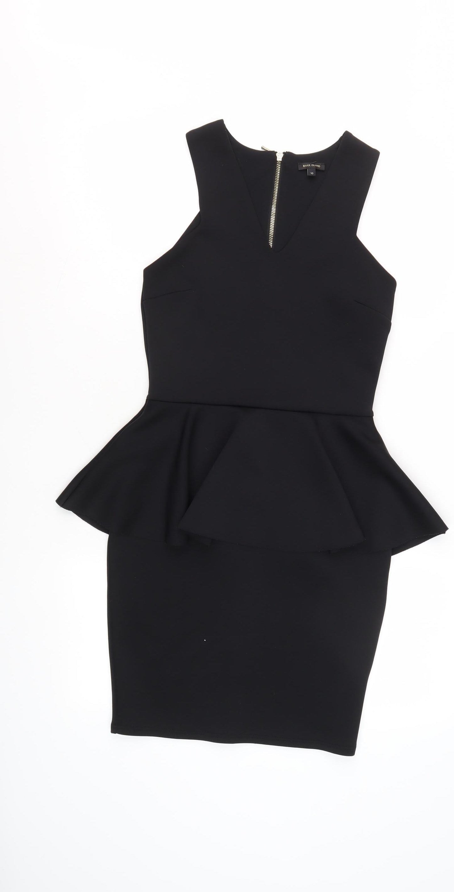 River Island Women's Black Peplum Dress Size 10