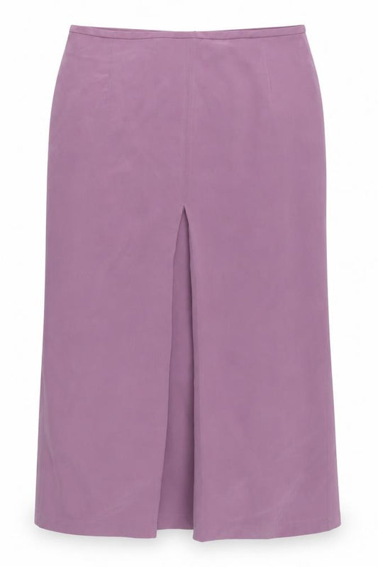 Front view of JV Collection Women's Purple Midi Pencil Skirt, size 14