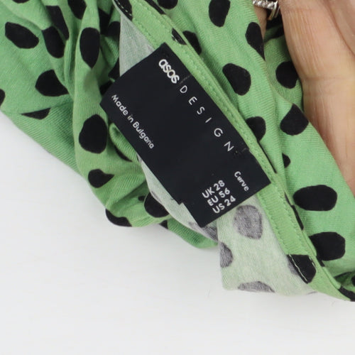 ASOS Women's Green Polka Dot V-Neck Dress Plus 28