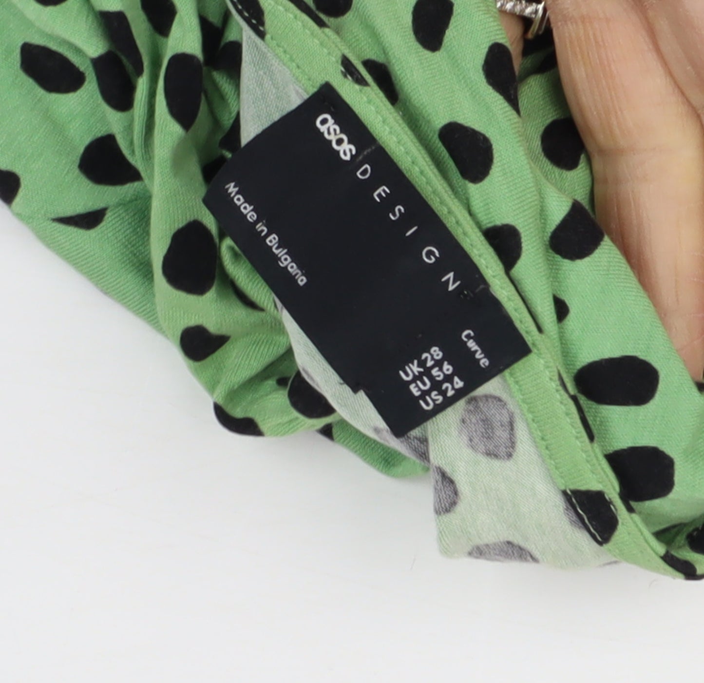 ASOS Women's Green Polka Dot V-Neck Dress Plus 28