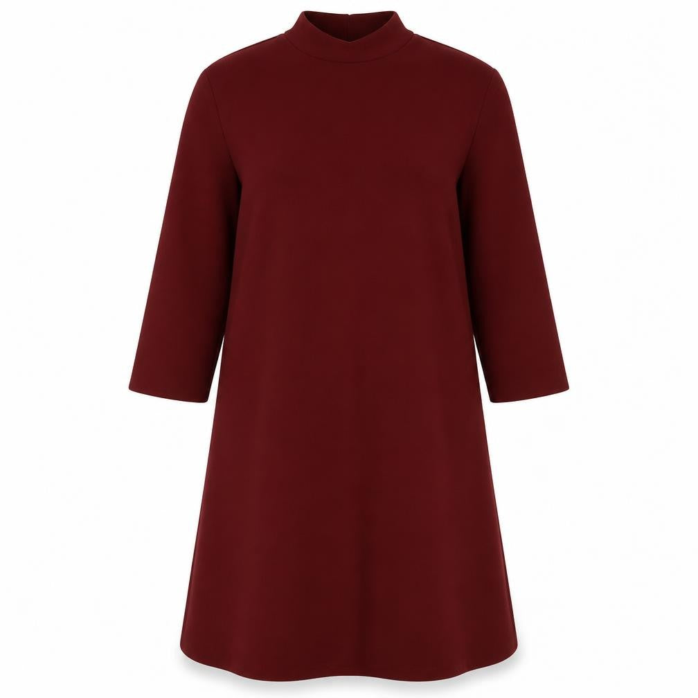 Front view of Monki Women's Red A-Line Dress, size S, High Neck