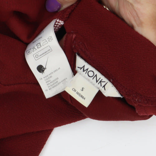 Monki Women's Red A-Line Dress, Size S, High Neck