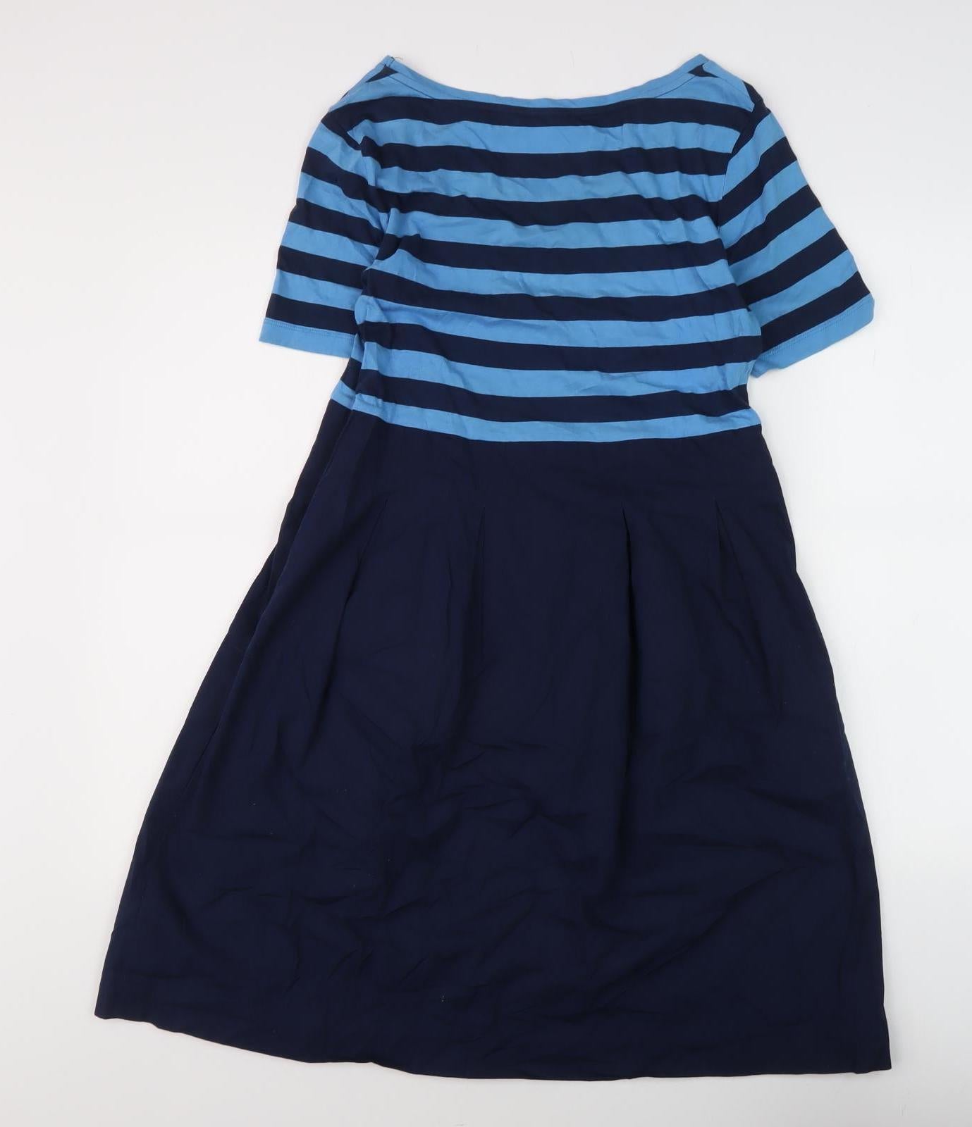 COS Women's Blue Striped Fit & Flare XS Dress