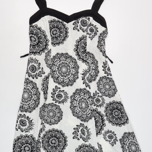 Merien Hall Women's White Floral Dress 14 Sleeveless