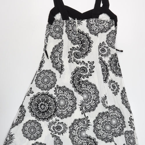Merien Hall Women's White Floral Dress 14 Sleeveless