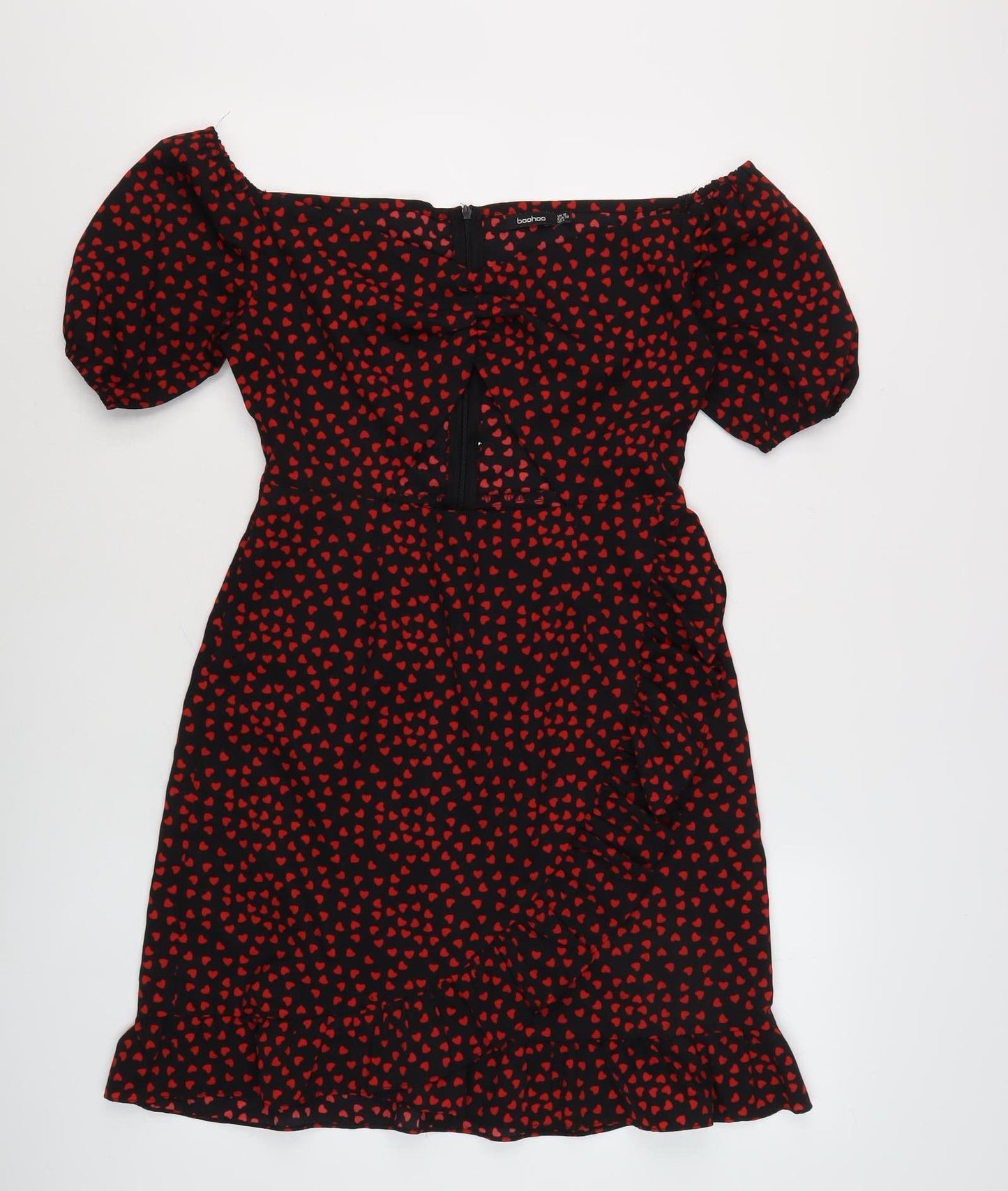 Boohoo Women's Black & Red Bodycon Dress, Size 10, Party Wear