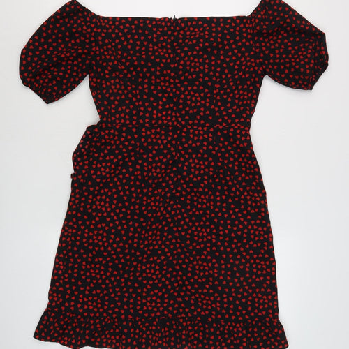 Boohoo Women's Black & Red Bodycon Dress, Size 10, Party Wear