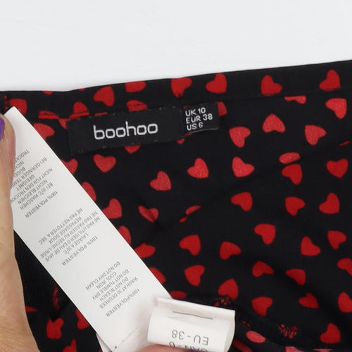 Boohoo Women's Black & Red Bodycon Dress, Size 10, Party Wear