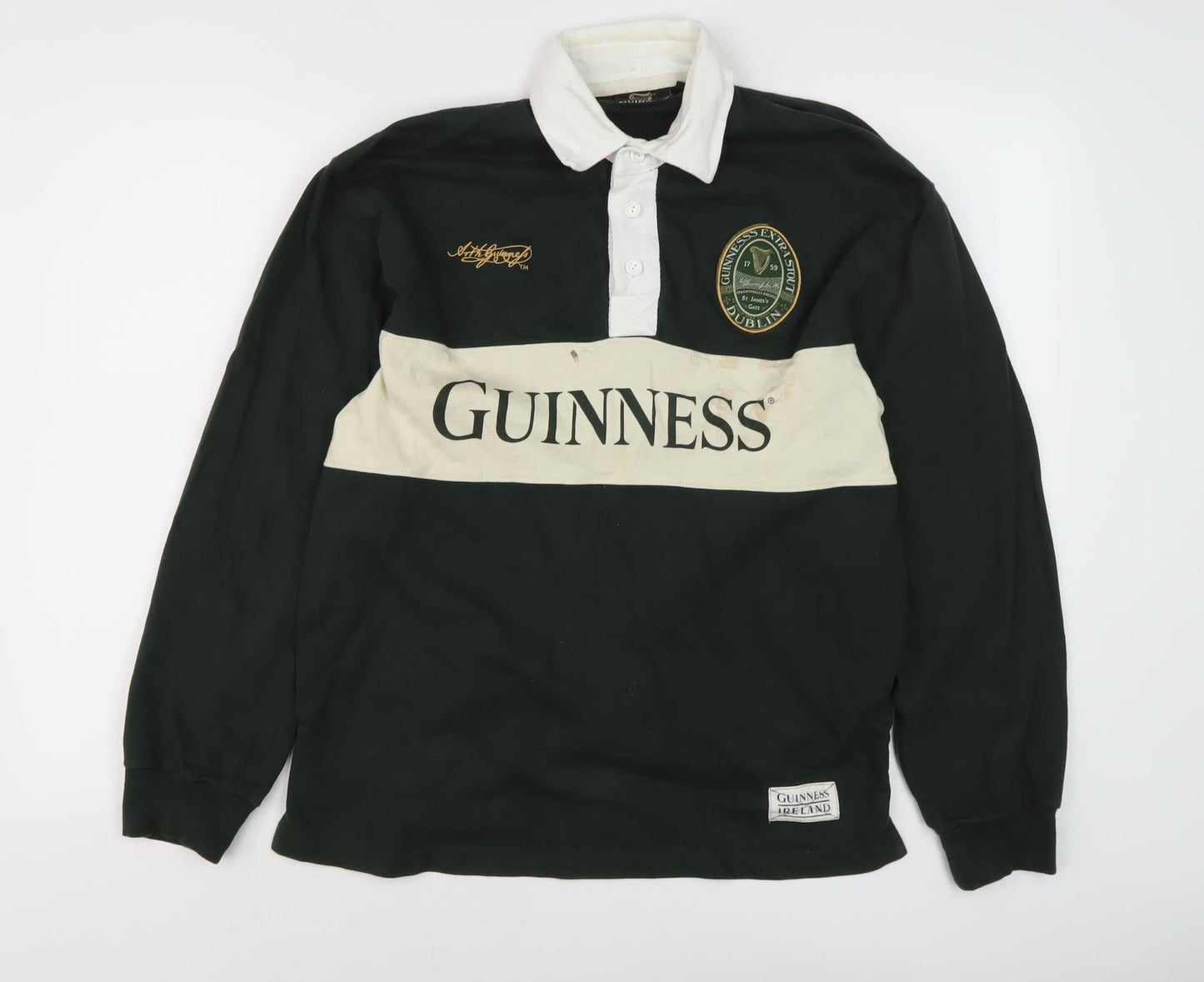 Guinness Men’s Green Long Sleeve Polo, Size S