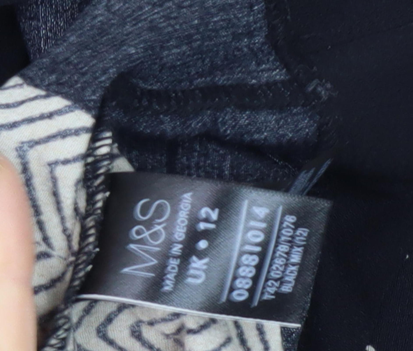 Marks and Spencer Women's Black Geometric Dress, Size 12