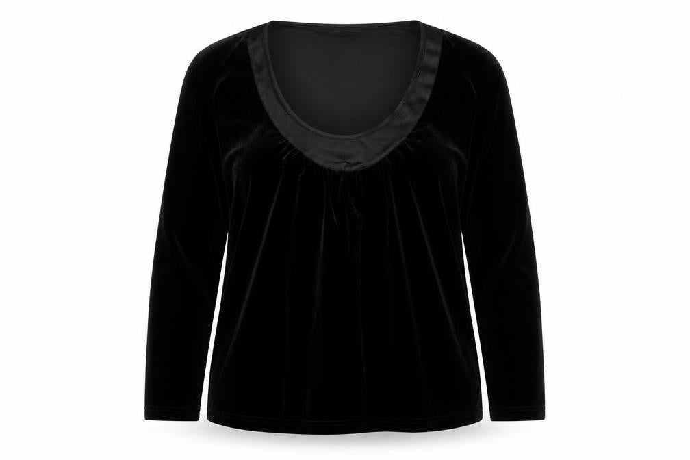 Front view of Paul Separates Women's Black Velvet Scoop Neck Top, size 10