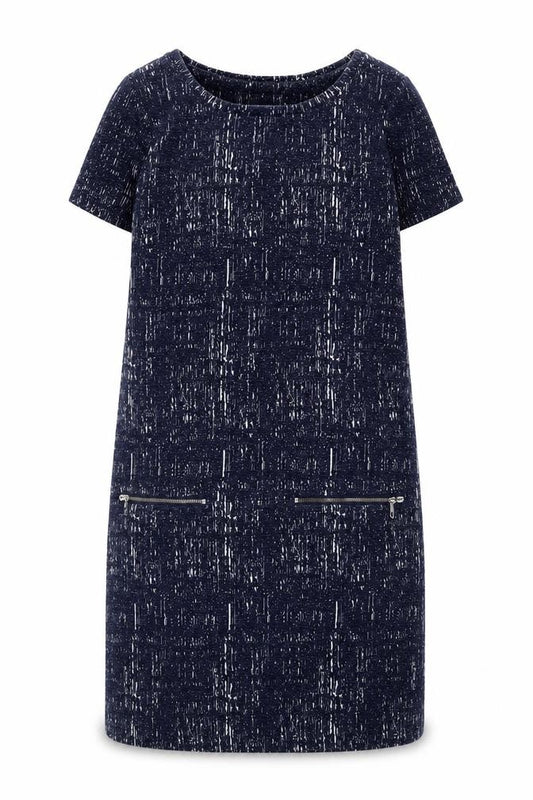 Front view of Next Women's Black Shift Dress, size 8, Short Sleeve